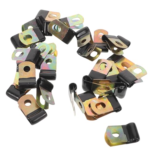 SHINEOFI Lot de 50 Clips Muraux pour Câbles en Acier au Carbone Revêtement en Caoutchouc, Pince Isolée de P, Fixation Sécurisée pour Câblage Électrique et Gestion des Fils, Usage