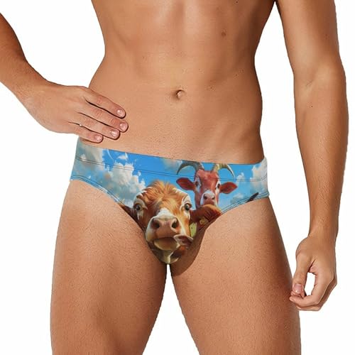 Farmhouse Animals Selfie Picture Novelty Men's Brief Swimwear Pants Swimming Trunks Beach Shorts Underwear