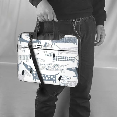 Maletín para laptop con estampado de perro salchicha y correa ajustable 6