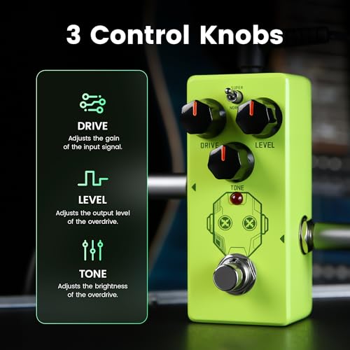 Image of SORAN JOD-01 Super Drive Overdrive Mini Pedal for Electric Guitar, Two Selectable Modes, Analog Overdrive Pedal, Classic Green Overdrive Circuit with Super Mode Boost, True Bypass for Pedal Board