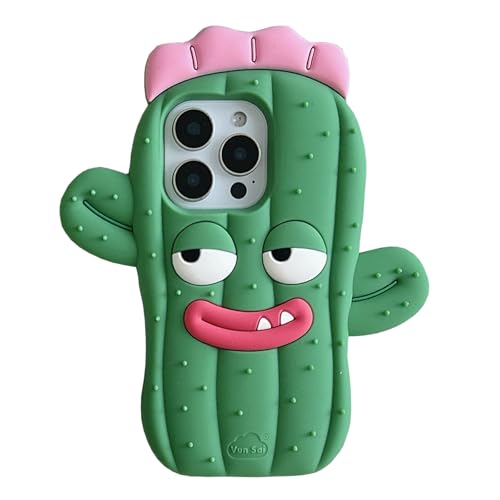 Coque iPhone 14 Pro Max silicone souple motif cactus 3D amusant et unique