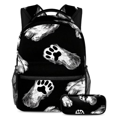 Cartables motif empreintes de pattes foncées sac à dos trousse scolaire