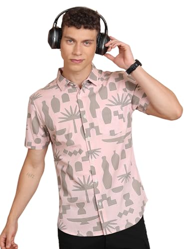 Image of Highlander Men's Slim Fit Shirts | Printed | Half Sleeves | Spread Collar | Casual Shirts | Stylish Shirt