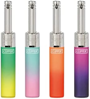3 X CLIPPER MINI TUBE LIGHTER COLOUR FULL SOFT TOUCH - DESIGN LIGHTER REFILLABLE LIGHTER TEA BBQ COOKER LIGHTER MINI TUBE Utility Lighter ( ASSORTED COLOUR SEND OUT ) WITH GIFT CASE BLACK POUCH