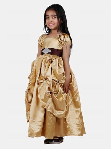 Image of Ripening Baby Girls' Poly Satin Puffed Cap Sleeves and A Square Neckline Gown