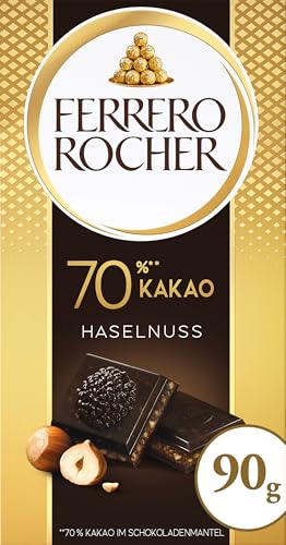 Ferrero Rocher Tafel - Feine Bitterschokolade mit Haselnuss - 70 Prozent Kakao im Schokoladenmantel - 1 x 90 g Schokoladentafel
