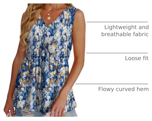 Image of OFEEFAN Womens Tank Tops 2025 Flowy Peplum Tops for Women Dressy Sleeveless V Neck Babydoll Tank Tops