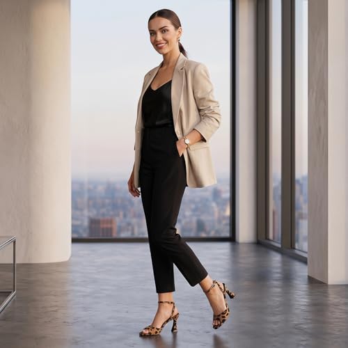 Image of Susanny High Heels for Women Pointed Open Toe Strappy Chunky Block Heels Ankle Strap Stiletto Kitten Heeled Sandals Wedding Bridal Party Prom Sexy Dress Shoes