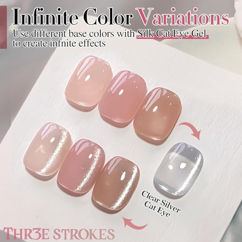 Image of THR3E STROKES 9D Glitter Cat Eye Gel Magnetic Nail Polish Art Manicure DIY at Home Soak Off UV Gel 7.5ML (CE1, 7.5ML)