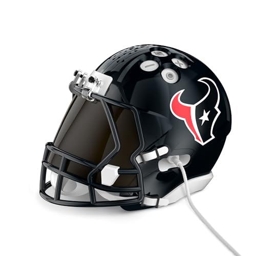 Image of NFL Echo Dot Bundle: Includes Echo Dot | Glacier White and Limited-Edition NFL Helmet Stand | Houston Texans