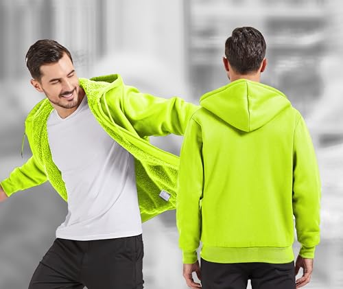 Image of V VALANCH Men Hoodies Zip Up Sherpa Lined Sweatshirts Heavyweight Thick Warm Fleece Winter Jacket