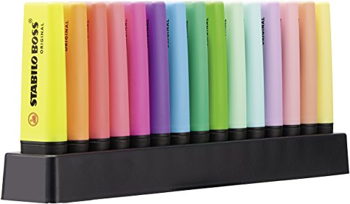 Stabilo Boss Original Fluorescent And Pastel Highlighters – Deskset Of 15 Assorted Colours #TOP2