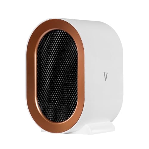 VORTEX AIR Radiance Electric Low Energy Space Heater in Gold Deluxe - Silent Mini Heating Fan with Carry Handle - Adjustable Portable Room Warming Device