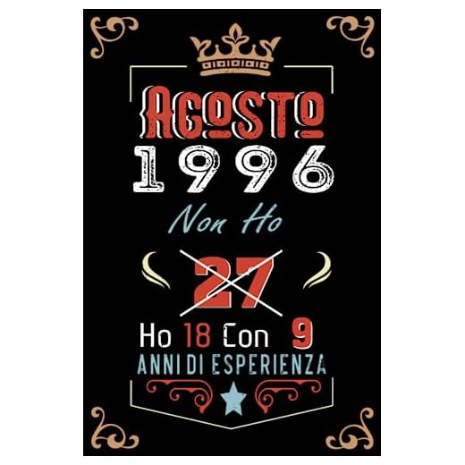 Non ho 27 ho 18 con 9 anni di esperienza: Taccuino| Agosto 27 Regalo di compleanno per uomini donne ragazze ragazzi Compleanno 1996 Personalizzato
