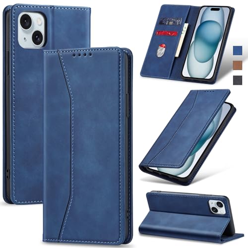 Image of Jasonyu Flip Wallet Case for iPhone 15,Blue