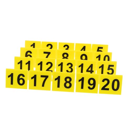 CONGARTENO 20 Pezzi Segnaposti Numeri Shaped in Acrilico Faccia per Ristoranti e Bar Numeri Visibili Giallo su Nero Compatti e Resistenti