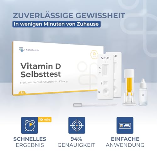 Vitamin-D Selbsttest für Zuhause – IVD Schnelltest zur Eigenanwendung – Ergebnis in ca. 10 Minuten – 2 Tests pro Set