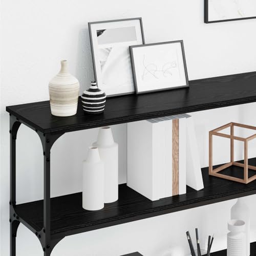 Table console noire design minimaliste en contreplaqué premium et acier stable - 5