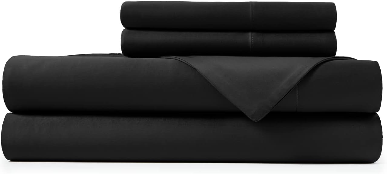 Hotel Sheets Direct 100% Viscose Derived from Bamboo Sheets Queen - Cooling Luxury Bed Sheets w Deep Pocket - Silky Soft - Black