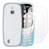 Shantime Case with 2 Pack Screen Protector Combo Compatible with Nokia 3310 4G, Shockproof Cover and Tempered Glass Set for Full Body Safety(White)