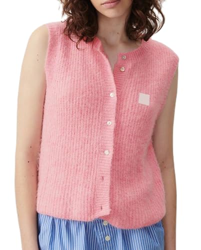 Image of Women Chunky Button Sweater Vest Sleeveless Round Neck Rib Knitted Tank Top Y2k Knitted Cardigan Vest Shirt