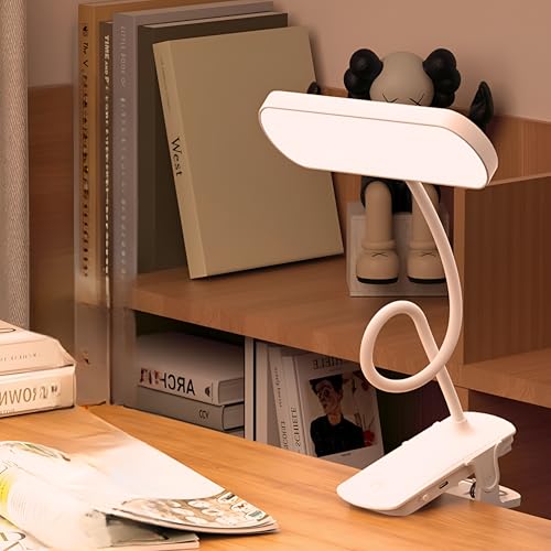 Image of XERGY LED Clip-On Book Light - 3 Color Modes | Dimmable | Type-C Rechargeable | 80H Long Battery | Eye-Caring Flexible Reading Lamp for Bed, Desk & Travel (White)