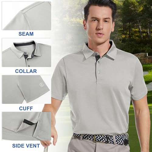 Image of Mens Golf Shirt Short Sleeve Moisture Wicking Dry Fit Performance Solid Pique Collared Golf Polo Shirts for Men