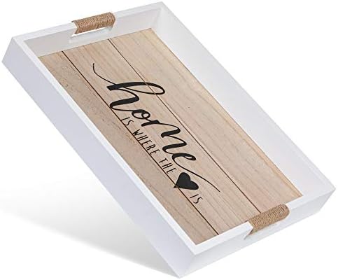 Rustic Serving Tray with Cut Out Handles, Decorative Wooden Tray, Tray Decor, Tray for Ottoman Coffee Table, Decorative Tray, Coffee Table Tray, Moudja Wooden Tray 16.53 x 12.20