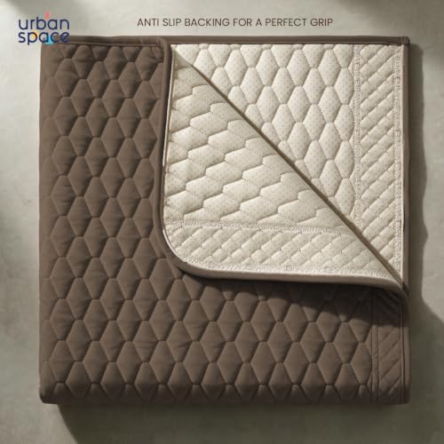 Image of Urban Space Velvet Embroidery Quilted Sofa Cover mat, Premium 3 Seater Non-Slip Sofa slipcover, Easy Care & Machine Washable, Seat Runner for Couch for Living Space (3 Seater - Honeycomb Brown)