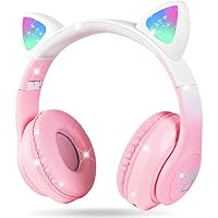 AXFEE Auriculares Inalámbricos Niños, con LED y Micrófono, Rosa