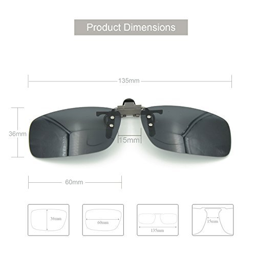 2PCS (Yellow Night Vision+Black) Sport Driving Polarized Clip-on Sunglasses Flip up Glasses Lenses Cycling Fishing Outdoor3