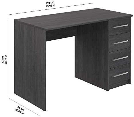 Amazon Brand - Movian Idro Computer Desk with 4 drawers, Home Office table, 56 x 110 x 73cm, Dark Grey