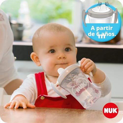 Miniatura 3 de Nuk Learn To Drink Set Con Biberón Trainer Cup 6m , Taza Para Sorber Magic Cup 360 8m Y Taza Para Niños Action Cup 12m , 230 Ml, Sin Bpa, Gris Y Blanco