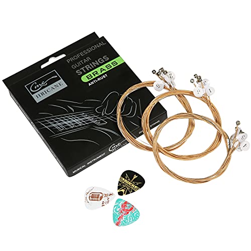 Hricane Acoustic Guitar Kit Strings (.012-.053) With 3 Picks, Sets Of 6 Acoustic Guitar Strings Replacement Steel String For Adults Beginners Performers (3 Pack) #TOP2