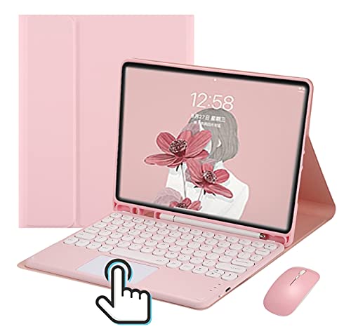 Funda iPad 10 generación 2022 con teclado touchpad ratón rosa 10.9