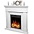 R.W.FLAME 43” Corner Electric Fireplace Mantel Wooden Surround Firebox, TV Stand with Freestanding Electric Fireplace, Remote Control, Adjustable Led Flame, 750W/1500W Pearl White