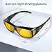 iLonyro Night-Driving-Vision-Glasses Anti Glare for Men Women - Polarized,Night Vision Glasses for Driving, Night time, Fit Over Glasses,astigmatism,Yellow Lens,Shiny Black Frame