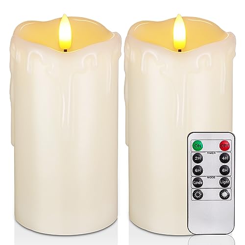 Homemory Dripping Wax Flameless Candles, Battery Operated Candles with Remote Control and…