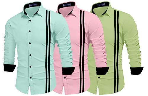 Image of Zombom Men's Striped Regular Fit Shirt