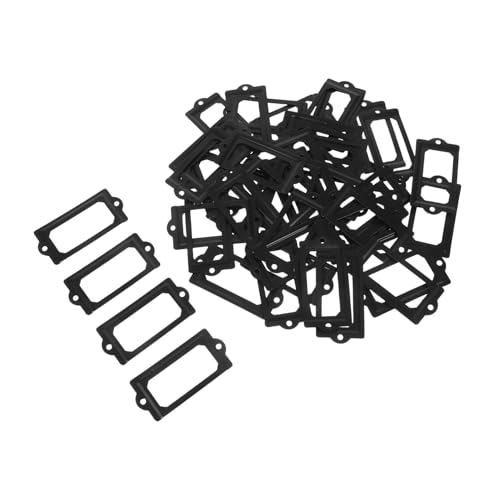 FONDOTIN 50 セット メタル タグ クリップ ライブラリー ファイル カード ホルダー アンティーク 引き出し ラベル ホルダー アイアン カード フ