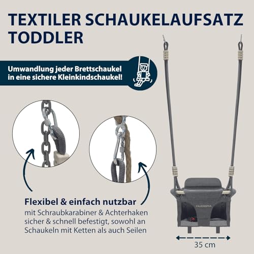 HUDORA Schaukelaufsatz Toddler - Hochwertige Babyschaukel inkl. Transporttasche - Stabile Outdoor-Schaukel mit gepolsterter Rückenlehne & Anschnallgurt - Kleinkind-Schaukelsitz bis 12 kg belastbar