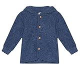 Engel Baby Jacke mit Kapuze Wollfleece, 74-80/74/80, blau Melange