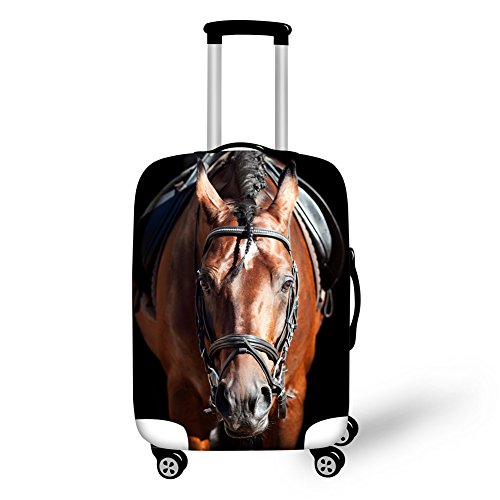 INSTANTARTS Fashion Horse Brown Spandex Luggage Cover Protector Apply to 22-26 inch Suitcase