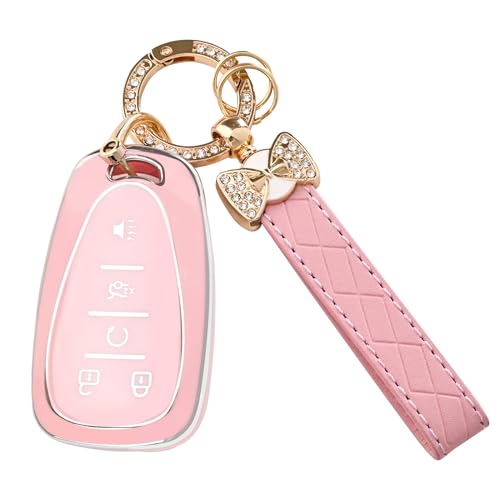 JAMCARI for Chevy Key Fob Cover - Soft TPU Key Fob Protector for Equinox Malibu Camaro Traverse 360 Degree Full Protection