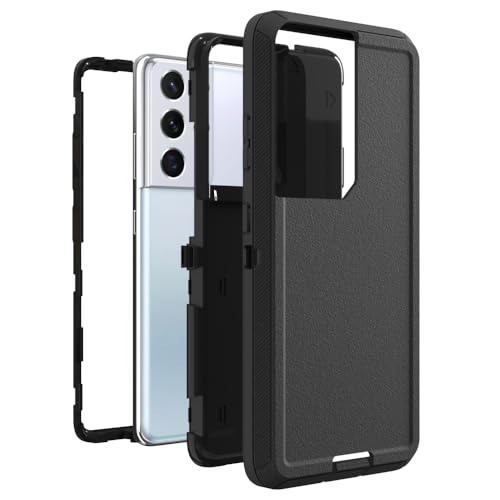 Image of Case for Galaxy S21 Ultra, Heavy-Duty Tough Rugged Shockproof Drop Protective Cover Cases for Samsung Galaxy S21 Ultra, Black