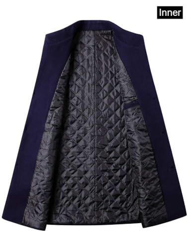 Image of FTCayanz Mens Trench Coat Wool Blend Single Breasted Overcoat | Stand Collar, Fall Slim Fit Top Coat, Winter Warm Coats for Men, Business Work Formal Casual Jacket, Daily Outwear