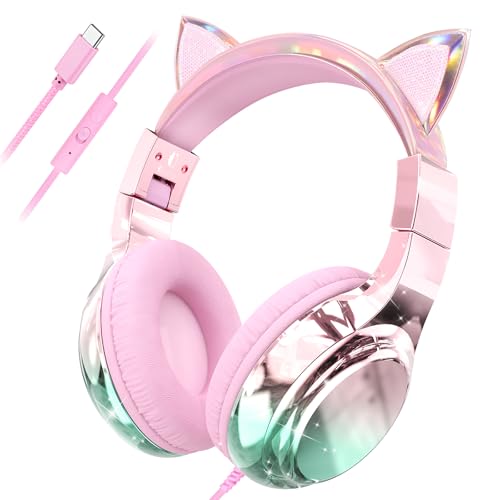 QearFun �q���p�L���w�b�h�t�H�� USB C�t�� ���̎q���� �}�C�N�t�� 85/94dB ���S�ȃ{�����[�����~�b�^�[ ���܂Ȃ��R�[�h ���L�|�[�g �܂肽���ݎ��L���L���L���w�b�h�Z�b�g �w�Z ���s �^�u���b�g iPad�p