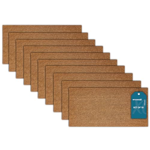 Image of Encasa XO Coir Door Mat, Commercial Entry Mat, Anti Slip PVC Back Natural