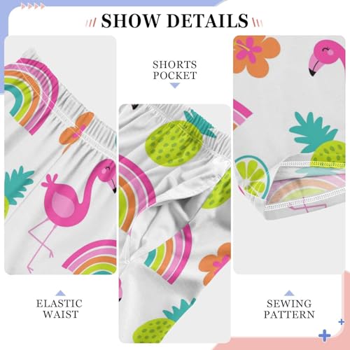 Flamingo Pineapple Rainbow Boys Long Pants Soft Trousers Elastic Waist Kids Lounge Bottoms with Pockets S-XL4
