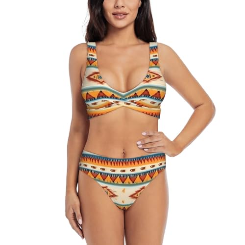 Maillot de bain imprimé amérindien femme pour affiner la silhouette en maillot deux pièces de plage
